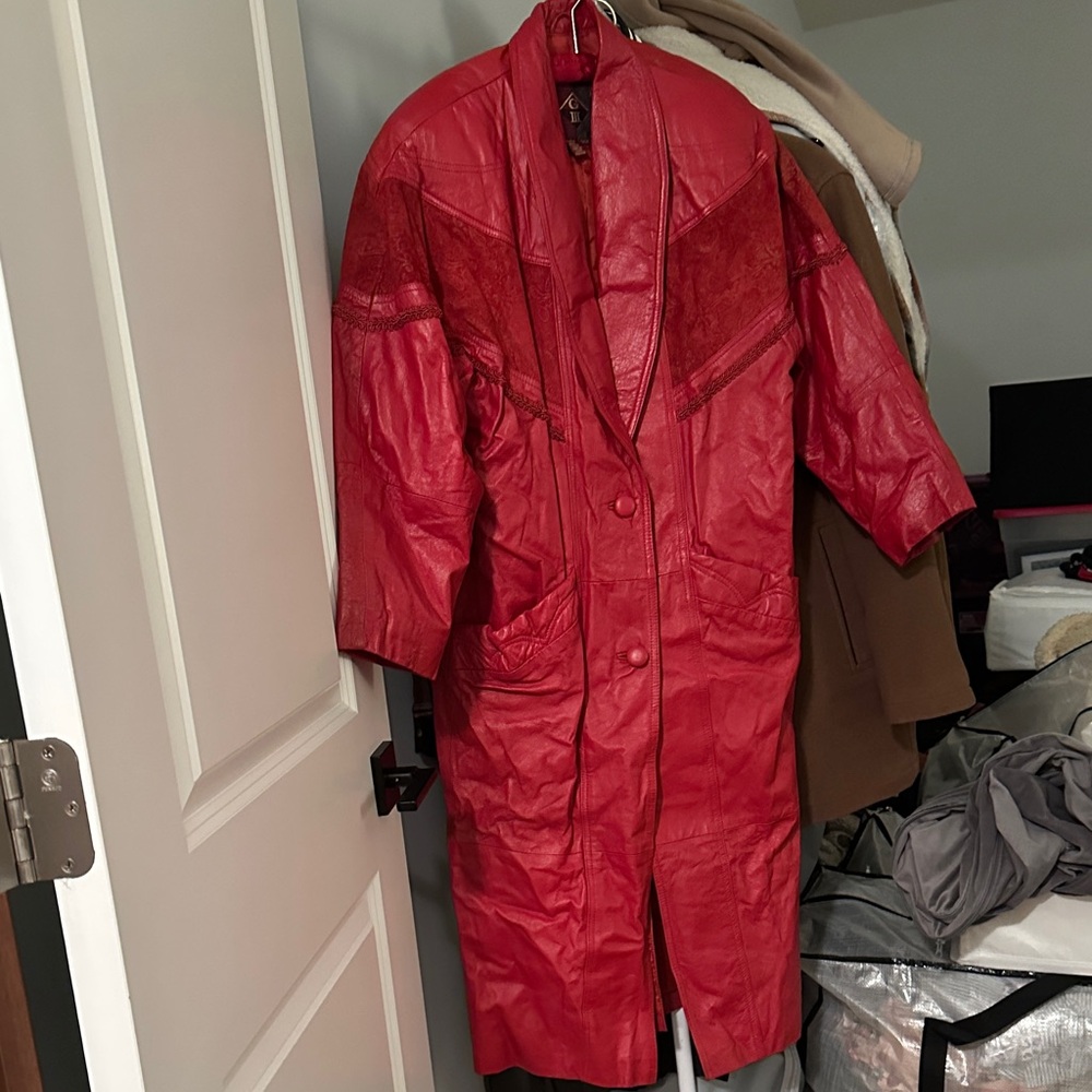 Vintage Red Leather Coat
